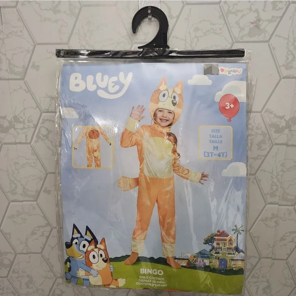Bluey Bingo Halloween Costume Toddler 3t-4t Fleece Jumpsuit Dress Up New
